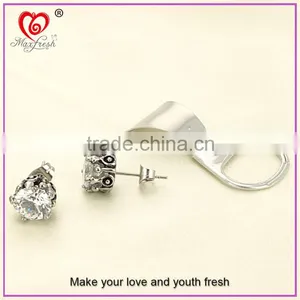 Wholesale Jewelry Hotsale Simple Unisex Round Cut Basket Rhinestone Zircon CZ Faceted Ear Stud Stainless Steel Earring thumbnail-3