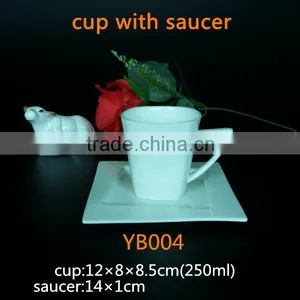 Bone China Coffee Cup With Saucer and Plates 250ml Unique Shape Ceramic Cup and Saucer thumbnail-3