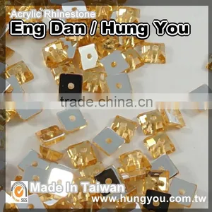 5mm Square Shaped Foil Back Sew On Acrylic Rhinestones With 1 Hole thumbnail-3