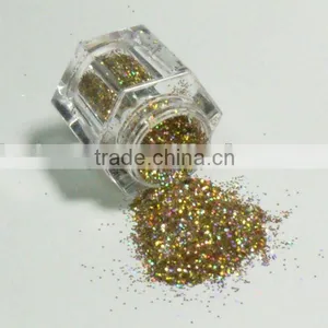 1/64" Hexagon 0.4mm Laser Gold Glitter Powder thumbnail-1