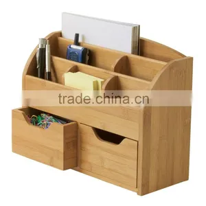 Bamboo Space Saving Desk Organizer Office Bamboo Multi-Function Storage Box thumbnail-1