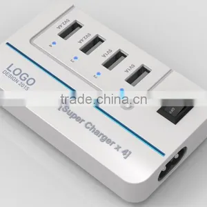 2015 NEW 20W 5V4A 4 Ports High Speed Desktop ForSmartphones, Tablets and Many Other Devices USB Charger With Power IQ Technology thumbnail-1