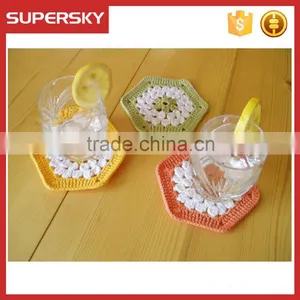 V-211 Multicolored Crochet Coasters Set for Table Decor Lace Crochet Mug Mats thumbnail-1