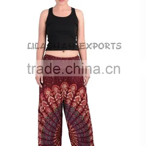 2628 Rayon Mandala Pant Printed Harem Pants Supplier Vinatge Sari Patch Skirt Falds Dress Harem Pants Trousers thumbnail-1