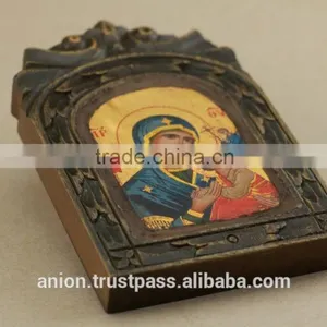 Greek & Russian Orthodox Wooden Icon. Mother God. Eleousa. Antic Design thumbnail-4