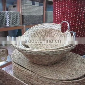 Natural Water Hyacinth Basket With Iron Frame 2016 thumbnail-1