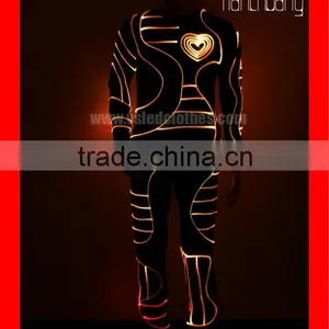 DMX512 Controlled Fiber Optic Tron Dance Costume,Fireman Mascot Costume thumbnail-1