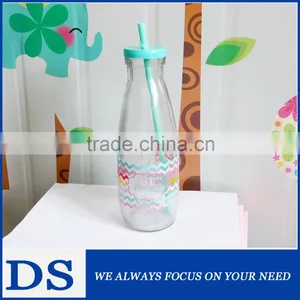 100ml/200ml/250ml/500ml/1000ml Milk Glass Bottle/ Empty Glass Milk Bottles With Plastic Cap and Sraw thumbnail-2