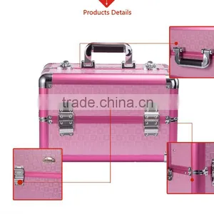 Professional Aluminum Makeup Case Pink Beauty Box Cosmetic Case thumbnail-5