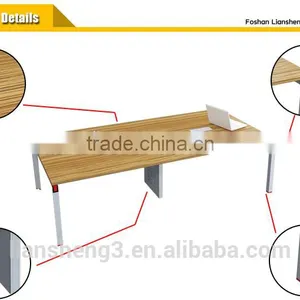 Classical Duarable Wood Veneer Office Conference Table With Metal Base thumbnail-6