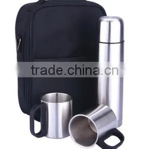 Fashionable Stainless Steel Gift Set 500ml Vacuum Flask and 2pcs 220ml Stainless Steel Coffee Mug thumbnail-1