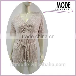 V-neck Front Gather Ribbon Trim Shortie thumbnail-1