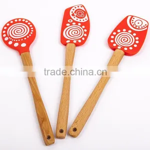 High Quality OEM Single Color Logo FDA Set of 3 Silicone Spatula thumbnail-1