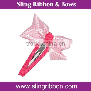 BP-1618 Dots Printed Ribbon Hair Bows For Little Girls thumbnail-1