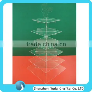 Custom Made Clear Acrylic 6 Tier Wedding Cake Stand Plastic Cupcake Display Plexiglass Cake Rack thumbnail-1