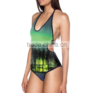 2016 Women Swimsuits 3D Print Hollow Beachwear Plus Size N2-281 thumbnail-1