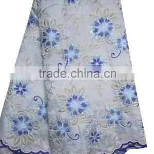 African Organza Lace With Sequins Embroidery CL8197-1blue thumbnail-1