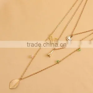 MYLOVE Fashion Gold Plated Necklace Cute Butterfly Leaf Pendant Long Polo Chain Sweater Necklace HOT MLSC-17 thumbnail-5