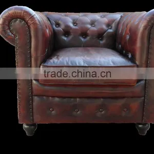 Leather Chesterfields 1 Seater Dark Brown Colour Sofa thumbnail-1