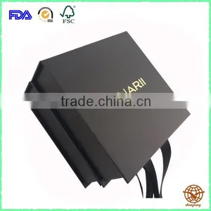 Custom Made Matte Black Cardboard Box /Silk Ribbon Luxury Box thumbnail-1