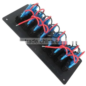 Waterproof Aluminium 12/24V 8 Gang Switch Panel Boat LED Rocker Circuit Breakers thumbnail-2
