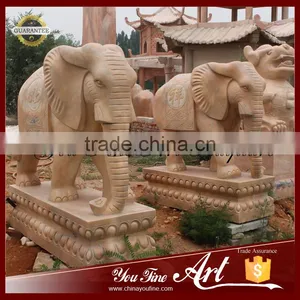 Outdoor Garden Decoration Life Size Natural Marble Elephant Sculpture thumbnail-1