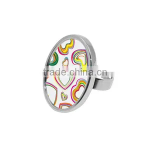 Wholesale Cheap Fashion Silver Color Stainless Steel Sublimation Rings For Women With Customize Photos thumbnail-1