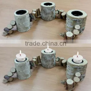 NATURAL TREE TRUNK/BRANCH 3-PC TEA LIGHT HOLDER thumbnail-1