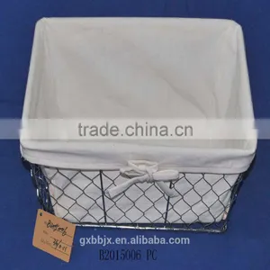 Rectangular Woven Metal Wire Basket With Liner thumbnail-1
