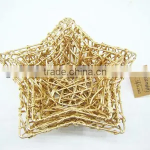 Set of Three Gold Awn Star Shape Gift Storage Basket thumbnail-1