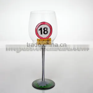 FDA,Eco-friendly,hand Paint 18 Year Old Green Wine Glass With Word thumbnail-1