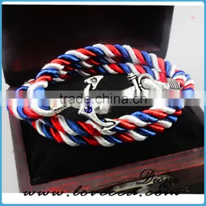 Colorful Handmade Mens Anchor Rope Bracelet Wholesale thumbnail-6
