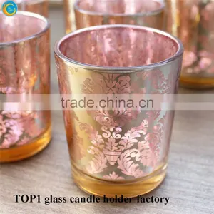 Rose Gold Mercury Glass Candlestick Holders thumbnail-4