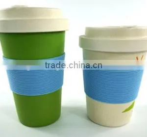 Bamboo Fiber Coffee Mug With Silicone Band thumbnail-1