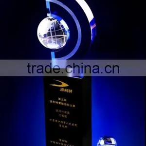 Optical Crystal Earth Award For Cooperate Gift Three Color Available thumbnail-1