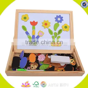 Wholesale Multifunction Magnetic Wooden Easel Blackboard Top Quality Wooden Blackboard Wooden Double Sides Blackboard W12B060 thumbnail-2