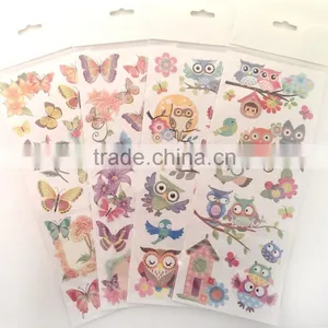 Orange Color Flowers & Butterfly Design Decorative Shinny Glitter Sticker, Graceful Design Decorative Sticker thumbnail-6