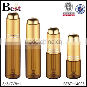 Best Selling 3ml 5ml 7ml 8ml Cosmetic Essential Oil Bottle Perfume Glass Amber Golden Aluminum Pump Glass Perfume Bottle China thumbnail-6