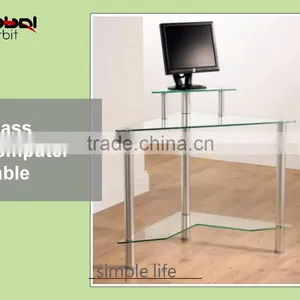PC Computer Desk Office Furniture Metal Study Desk Glass Computer Table thumbnail-6