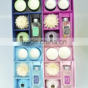 2015 Hot Fragrance Ceramic Diffuser Gift Set With Sola Flower Soy Candle thumbnail-3