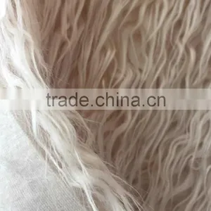 Artificial Long White Curly Fur Fabric thumbnail-1