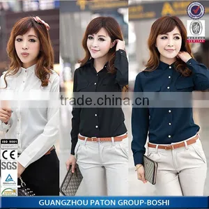 Ladies Office Blouses and Top OL Collar Blouse Ladies Long Sleeve Shirts thumbnail-4