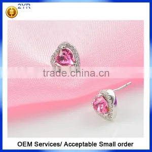 925 Sterling Silver Heart Sharp Fashion Earring cz Diamond Engagement Wedding Earrings thumbnail-2