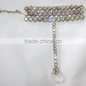 GOLD CRYSTAL Single Bracelet With Ring Free Size thumbnail-2