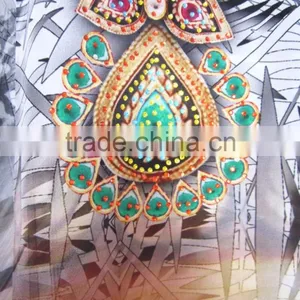 DIGITAL Print Satin Silk Kaftan CAFTAN Tunic Poncho Blouse Top thumbnail-3