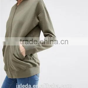Cheap Price Women Solid Color Bomber Jacket in Jersey thumbnail-2