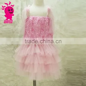 New Fashion Pink Sleeveless Chiffon Frock Design Rose Flower Girl Dress For Baby Girls Party Dress thumbnail-1