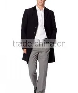 2014 Winter Season Hot Selling Fashion Design Black Lapel Slim Fit Mens Cashmere Men Coat thumbnail-3