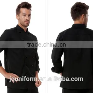 Guangzhou Uniforms Manufacturer New Design Black Cotton Fabric Unisex Chef Cook Uniform Kitchener Uniforms thumbnail-1