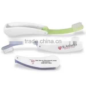 Fold Away Toothbrush - Ergonomically Designed Handle Features a Rubber Grip for Easy Brushing With Medium Nylon Bristles thumbnail-1